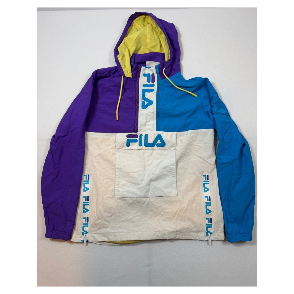 Fila Anorak Windbreaker Mens Medium Purple Blue White Archive Revival Colorblock